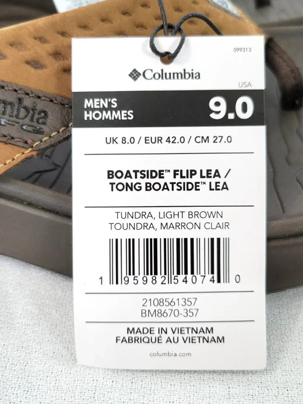 Columbia PFG Boatside Flip Lea Men's Sandals Tundra Light Brown Size 9 NWT
